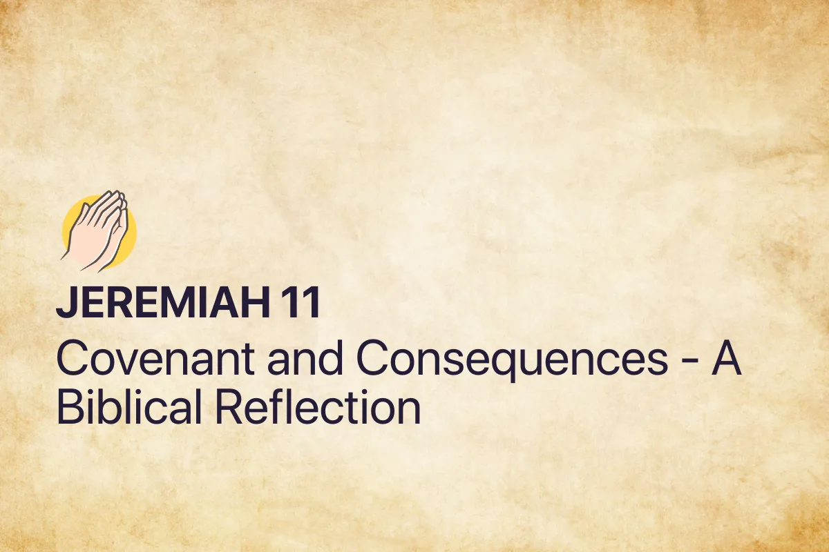 Jeremiah 11: Covenant and Consequences - A Biblical Reflection