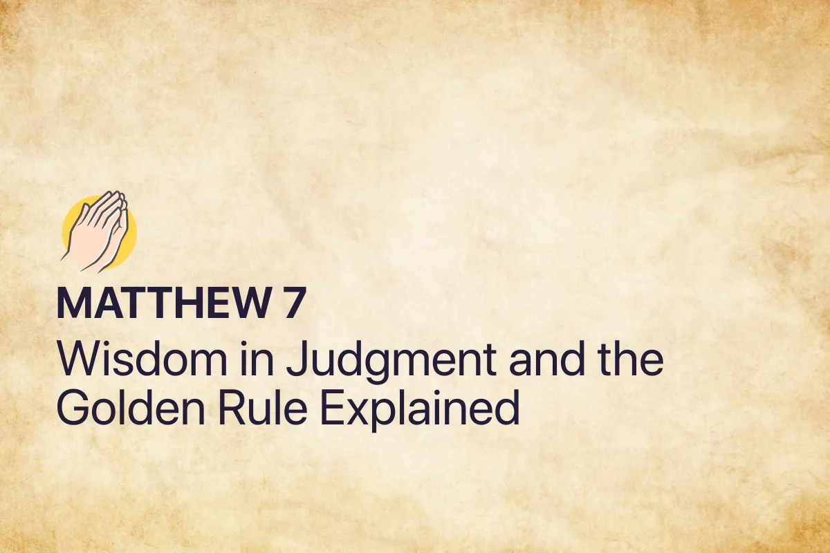 Matthew 7: Wisdom in Judgment and the Golden Rule Explained